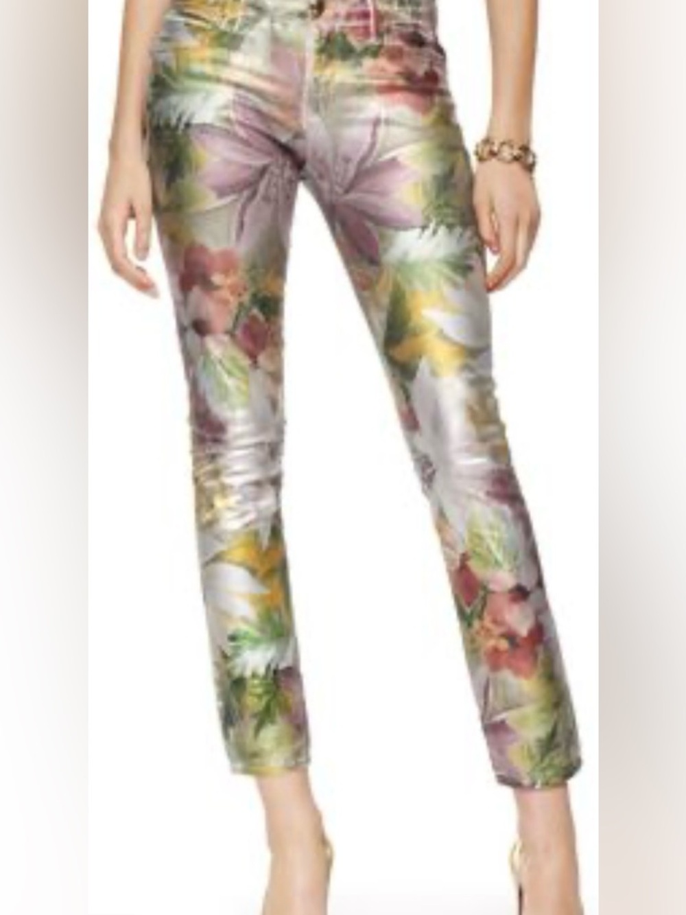 JUICY COUTURE TROPICAL FLORAL FOIL STRAIGHT CROP pants size 24